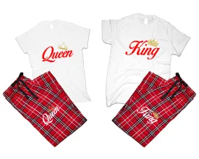 King Queen Couple Matching T Shirts and Flannel Pants