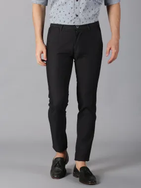 MEN BLACK SOLID SLIM FIT TROUSER