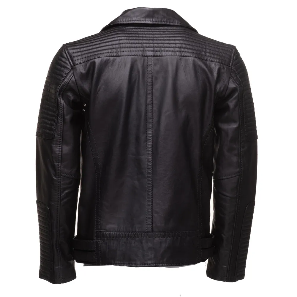 Micheals Biker style leather jacket with Snap buttons closure