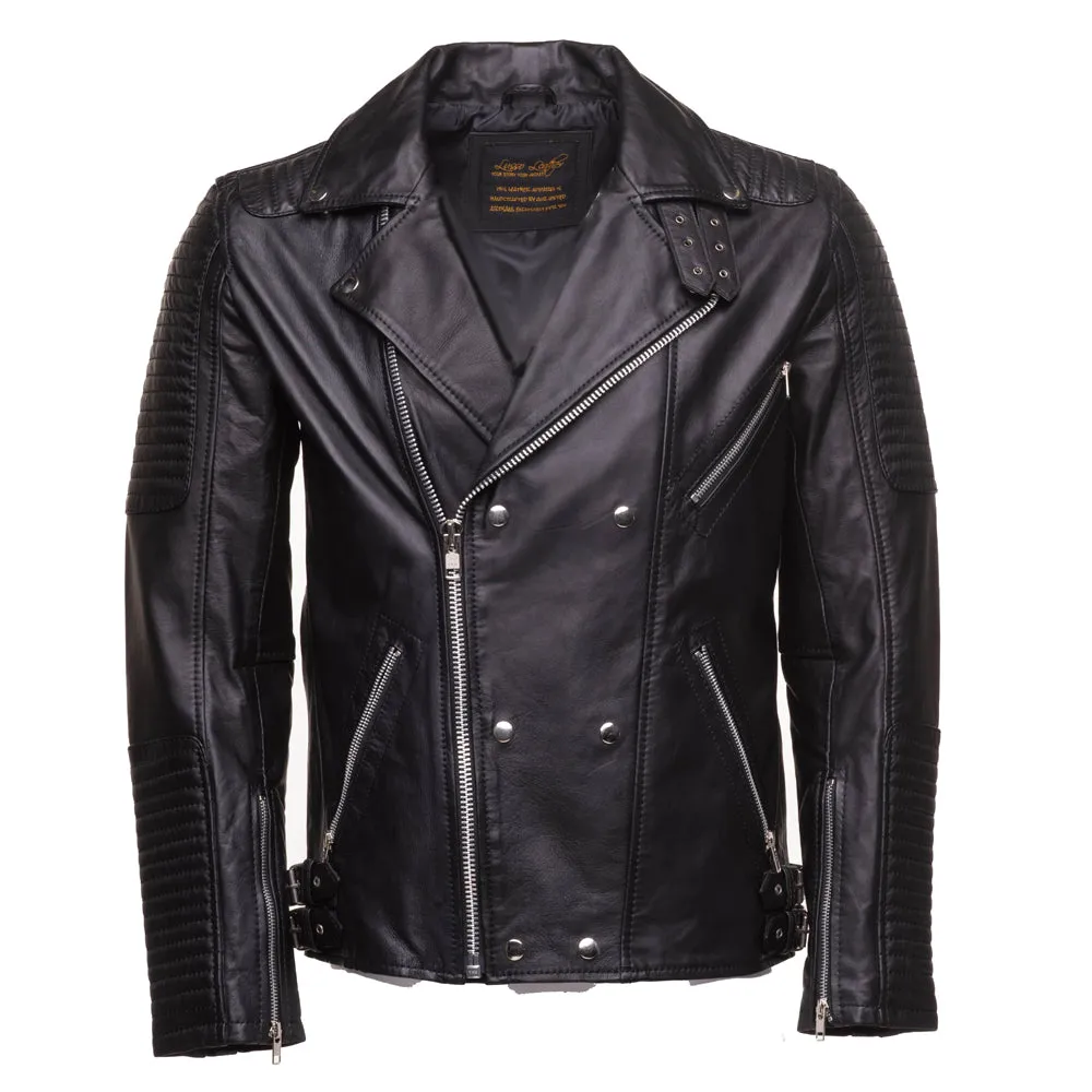 Micheals Biker style leather jacket with Snap buttons closure