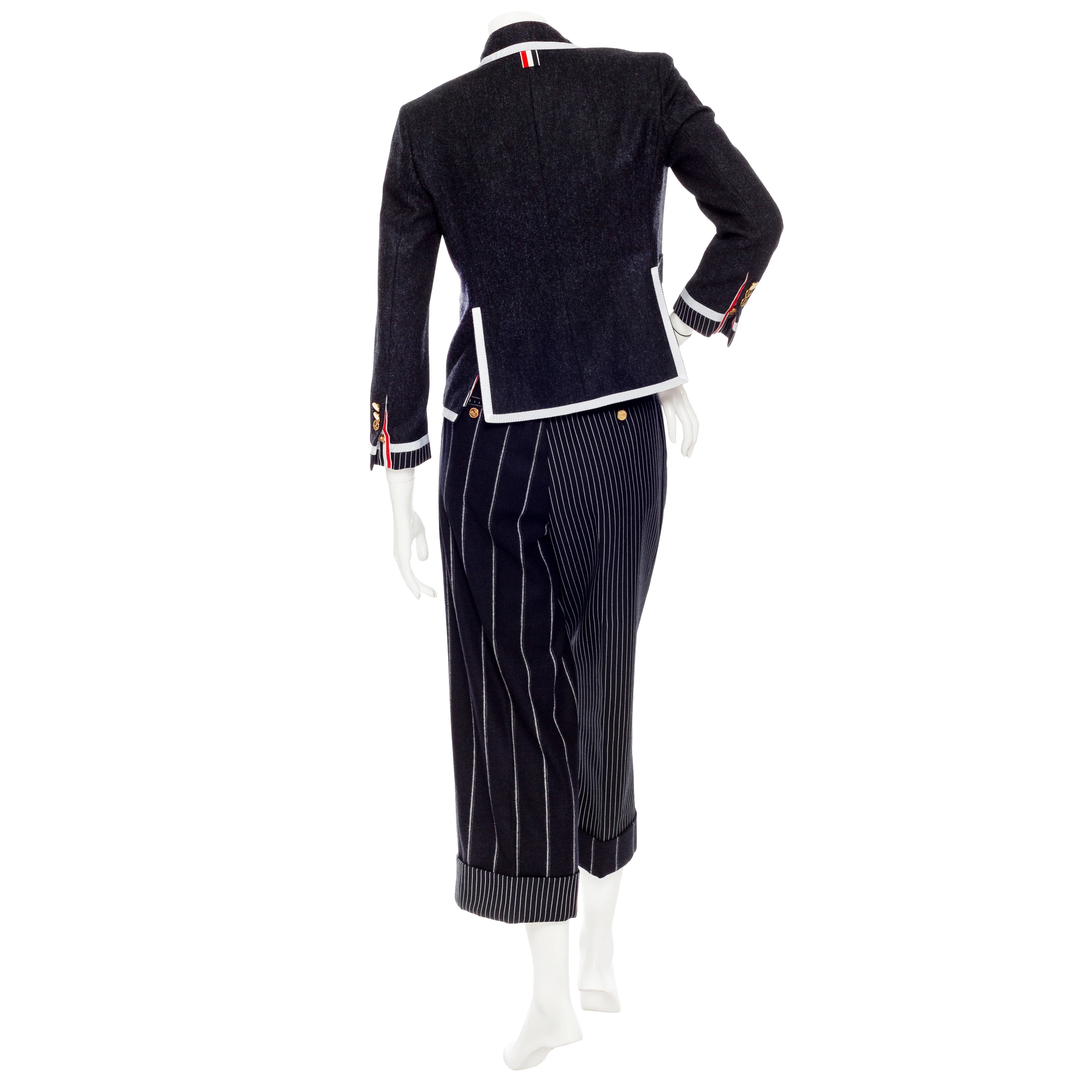 Navy Wool Pinstriped Jacket and Pants Suit