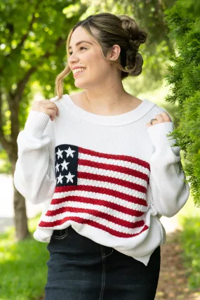 Cozy Vintage-Inspired Old Glory Knit Sweater for Effortless Style