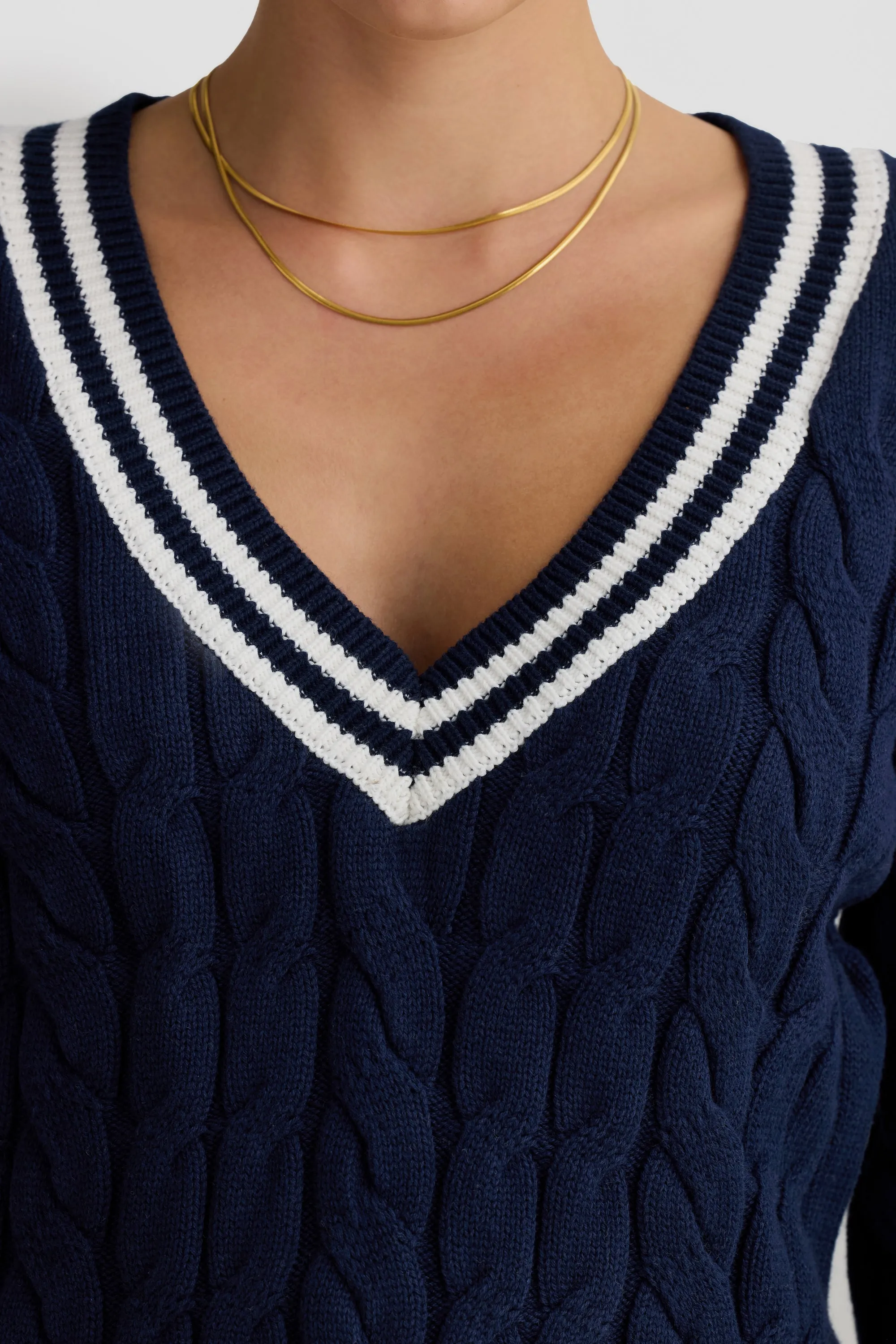 Ophelia Cable Knit Sweater Navy