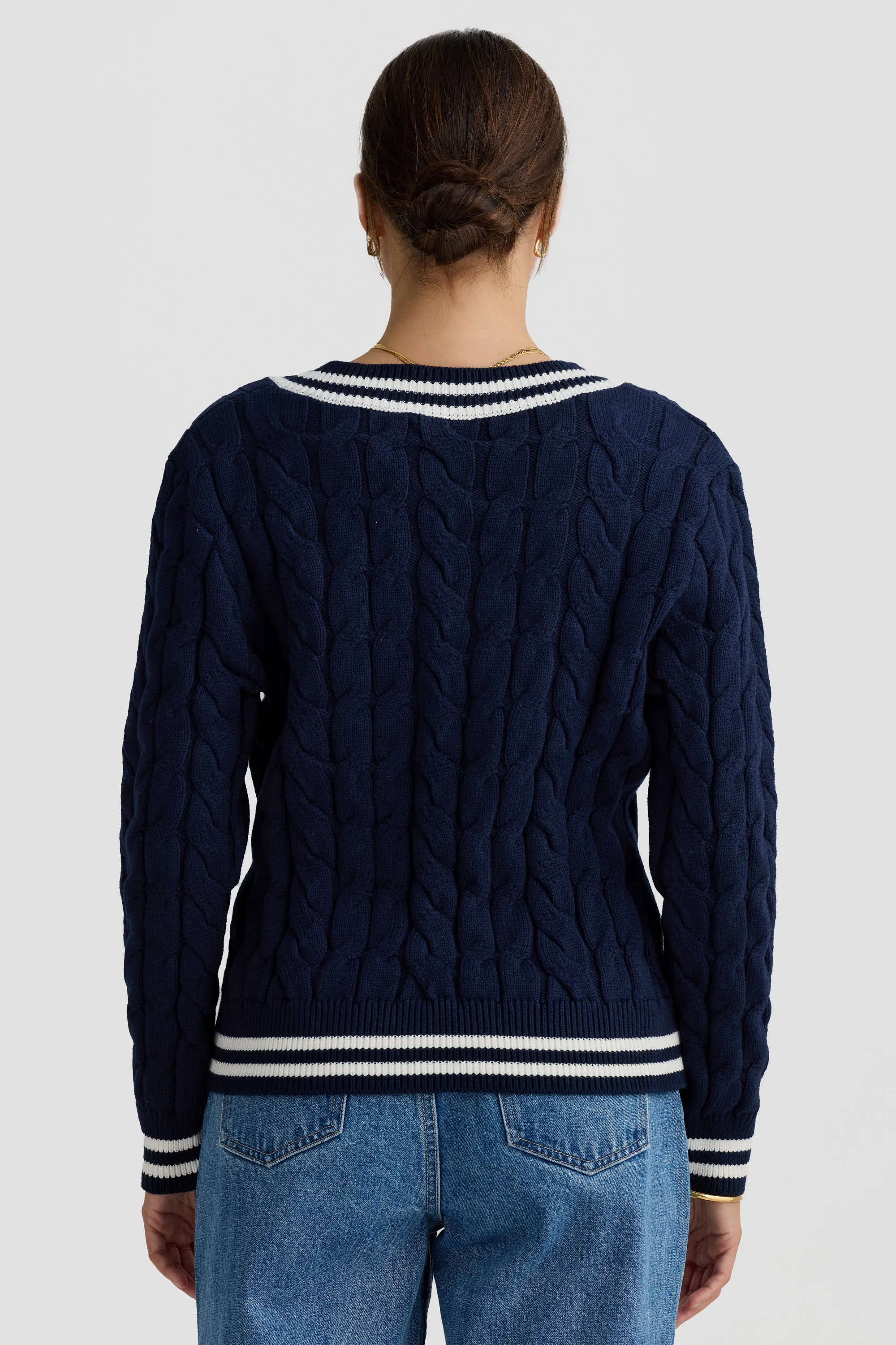 Ophelia Cable Knit Sweater Navy