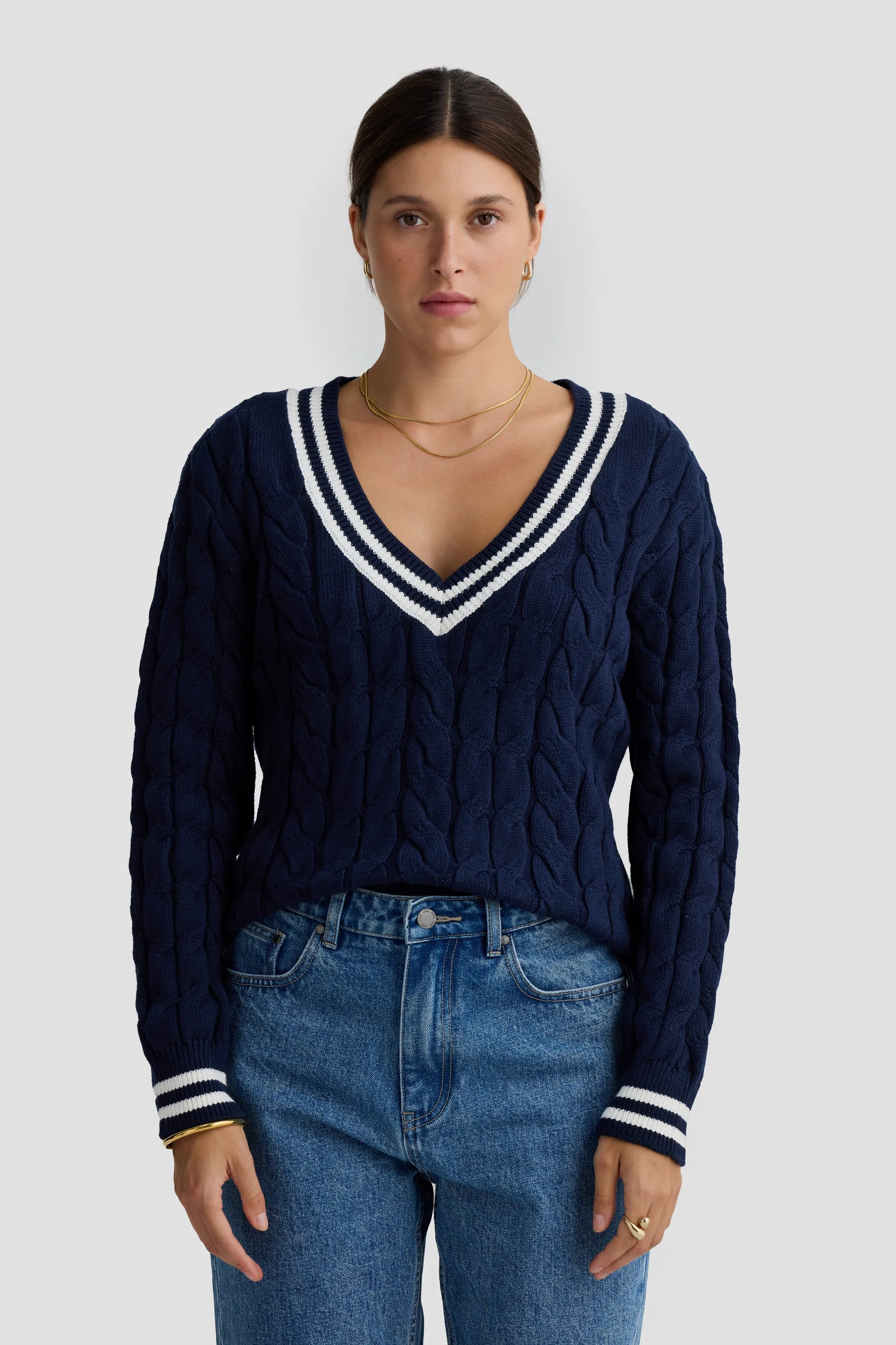 Ophelia Cable Knit Sweater Navy