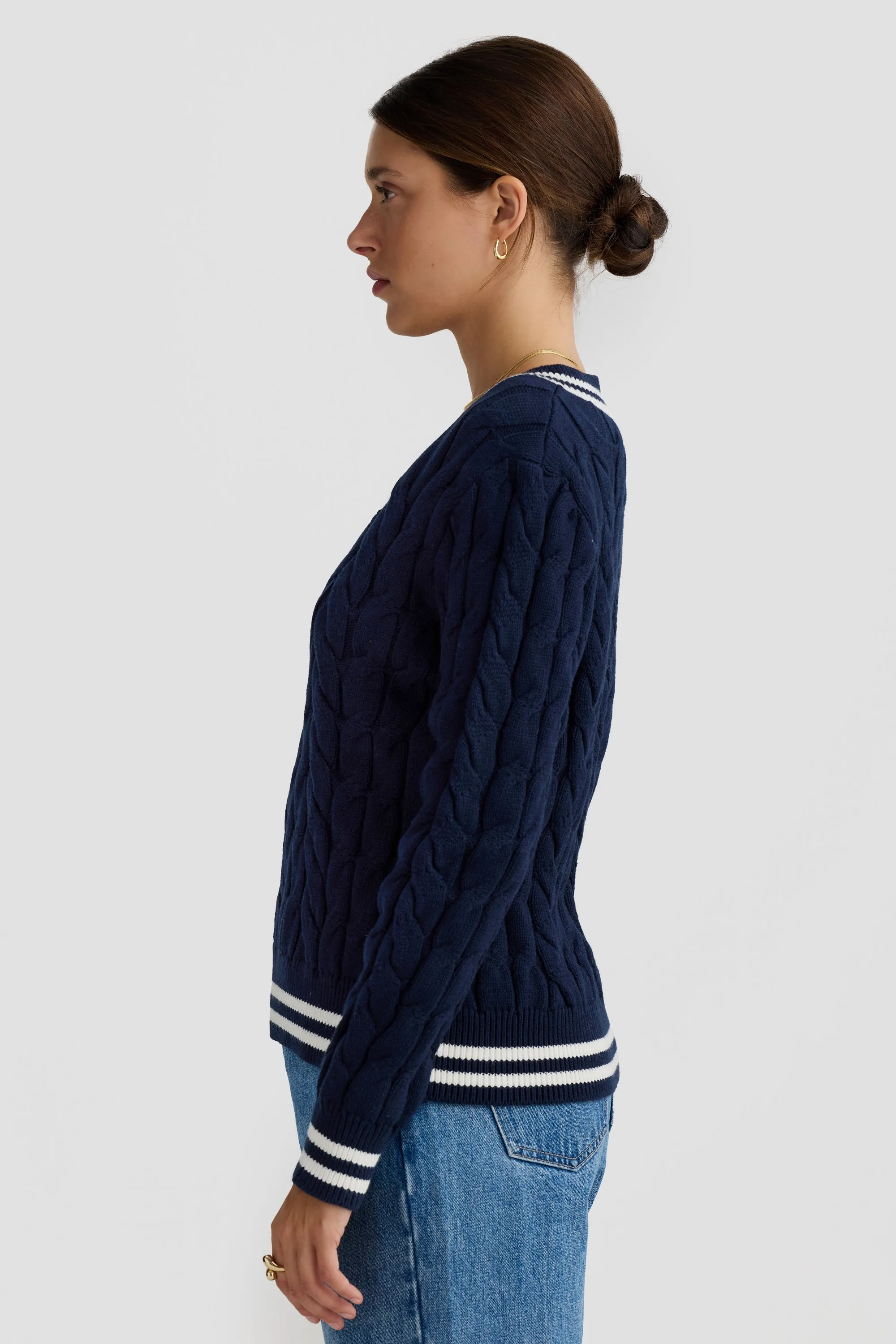 Ophelia Cable Knit Sweater Navy