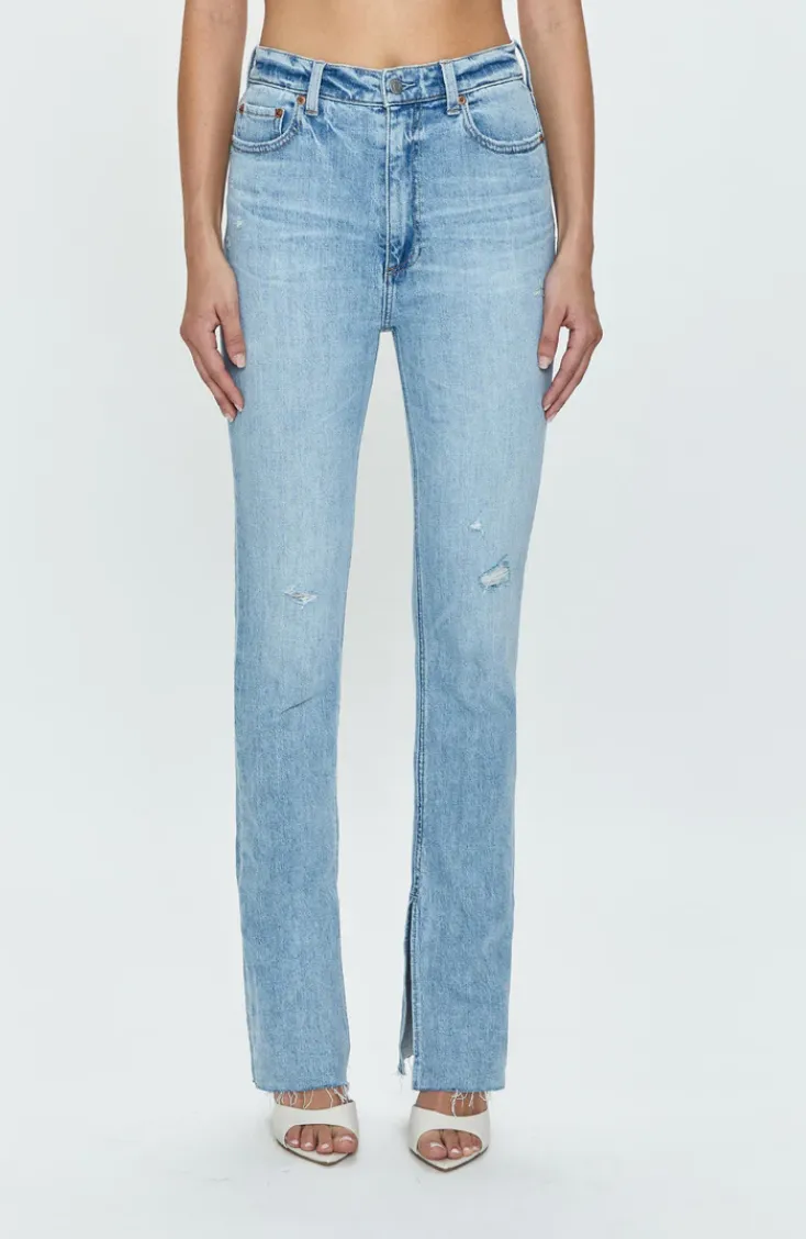 Pistola Colleen Tower High Rise Modern Slim Raw Split Hem Denim Jeans