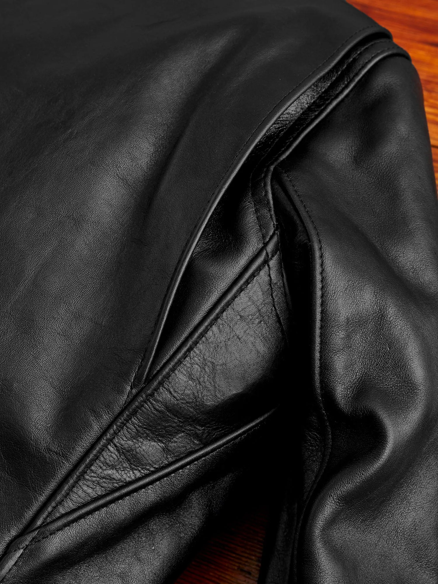 "3sixteen x Schott NYC" 20th Anniversary Horsehide Perfecto Leather Jacket in Black