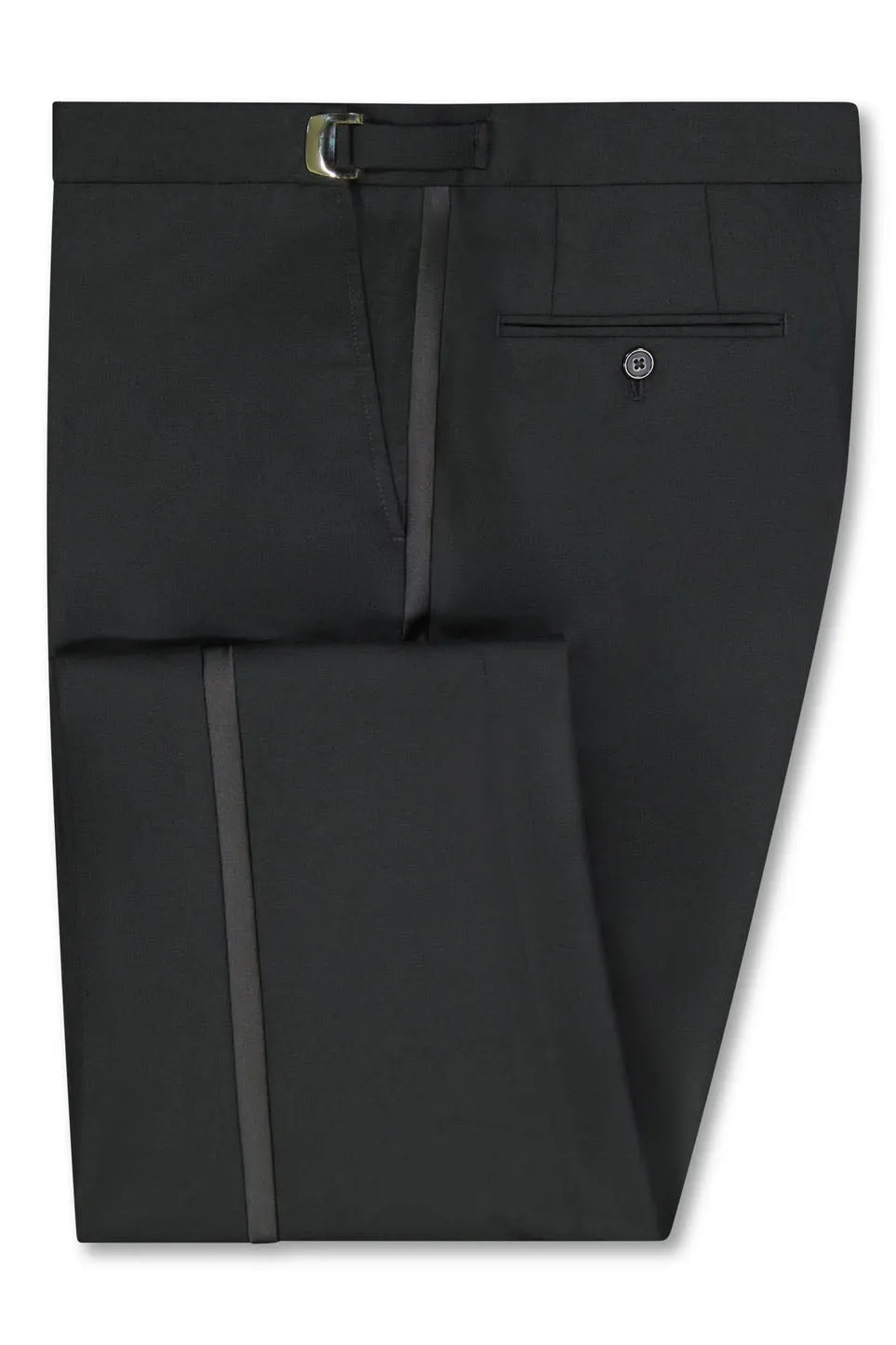 "Daniel" Black Polyester Plain Front Tuxedo Pants