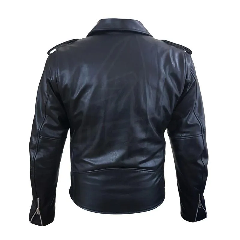 "Perfect" Biker Style Classic Black Premium Heavy Leather Jacket