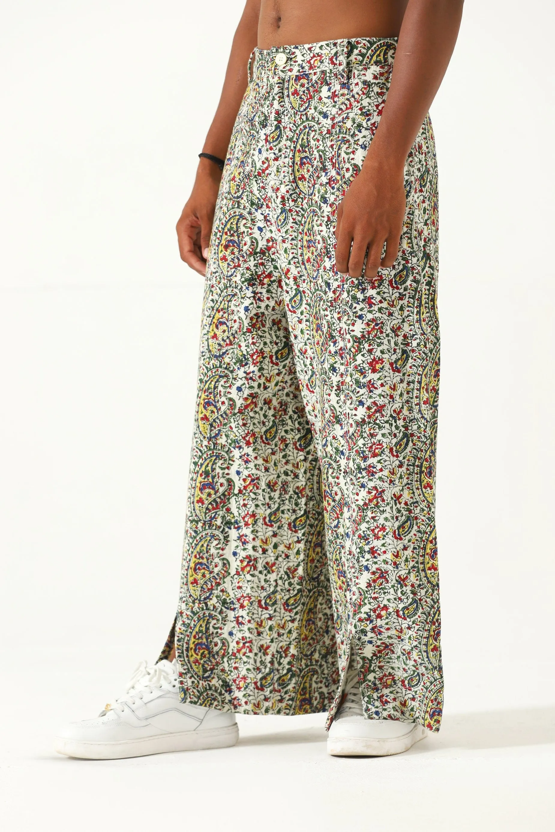 "RAJ" HAND BLOCK PRINTED FLARED TROUSERS