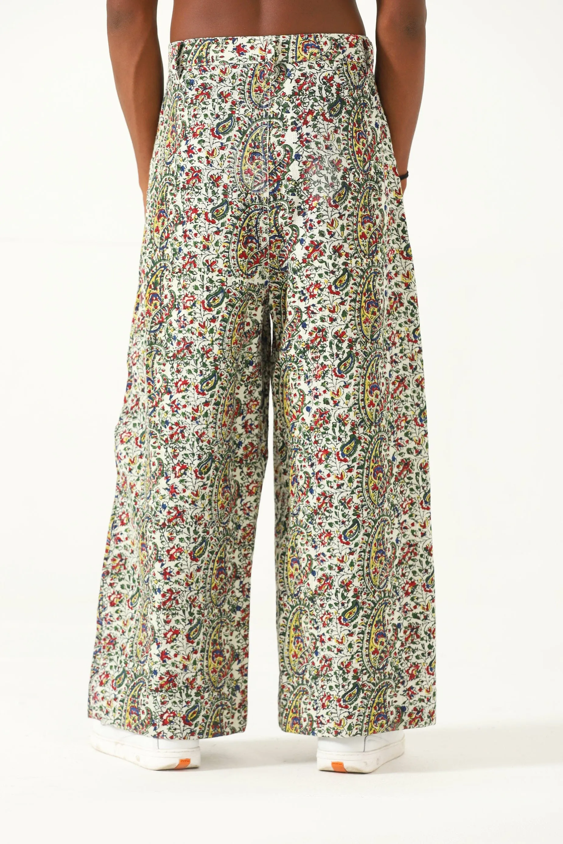 "RAJ" HAND BLOCK PRINTED FLARED TROUSERS