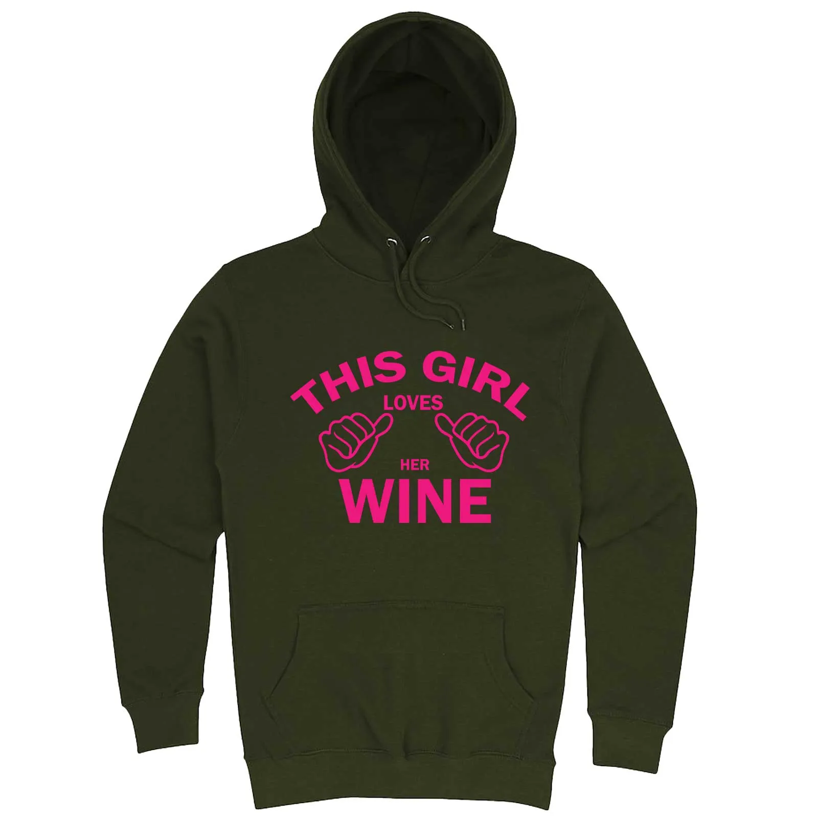 "This Girl Loves Her Wine, Pink Text" hoodie