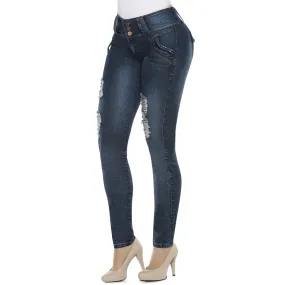 Ripped Skinny Blue Jean for women - J8469