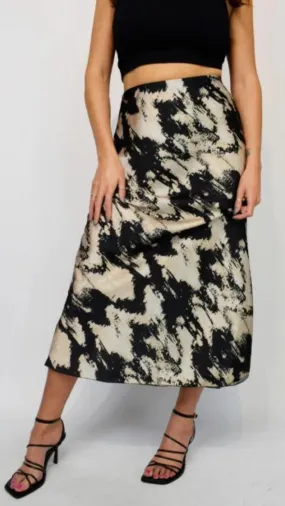 Rory - Black/Beige Splash Print Skirt