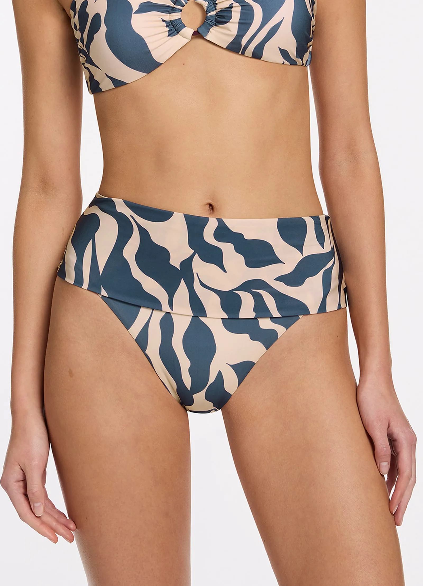 Sereno Fold Down Bikini Bottom - Steel Blue