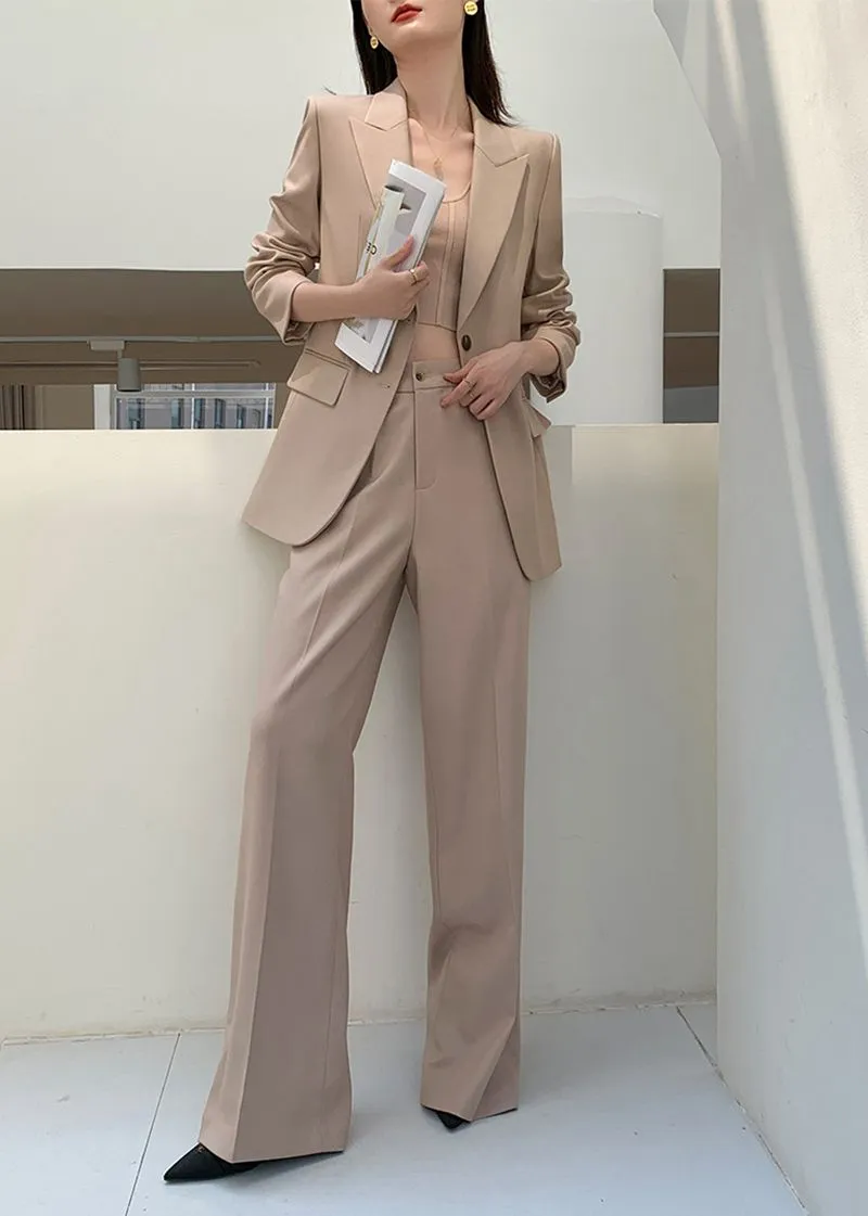 Single-breasted Blazer Wide Leg Pantsuit Set