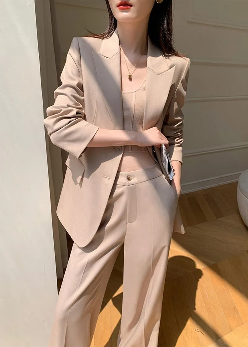 Single-breasted Blazer Wide Leg Pantsuit Set