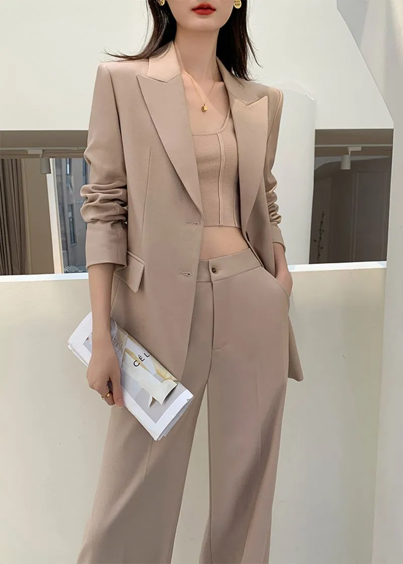 Single-breasted Blazer Wide Leg Pantsuit Set