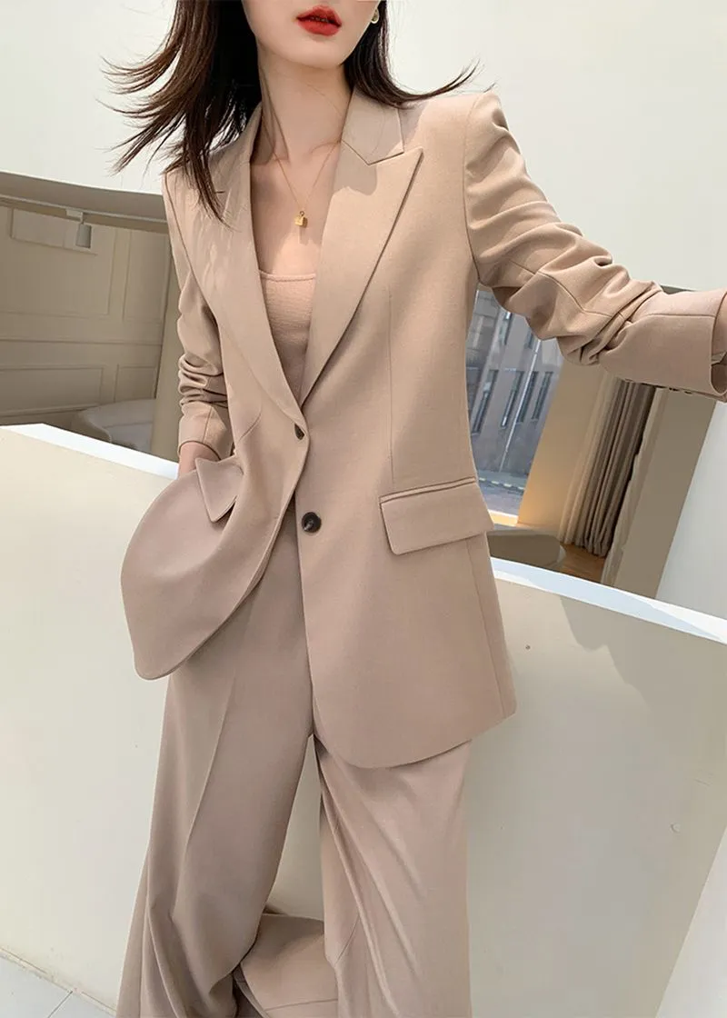 Single-breasted Blazer Wide Leg Pantsuit Set