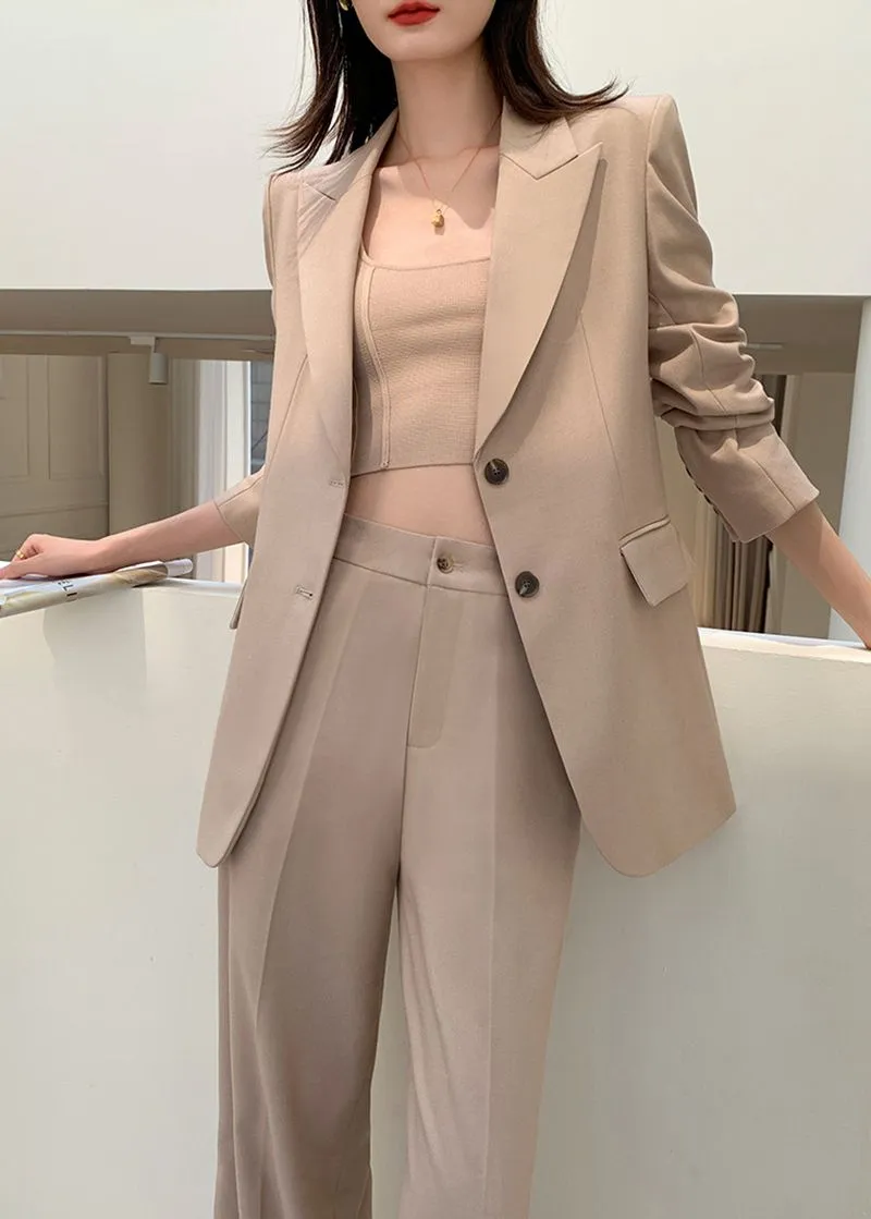 Single-breasted Blazer Wide Leg Pantsuit Set