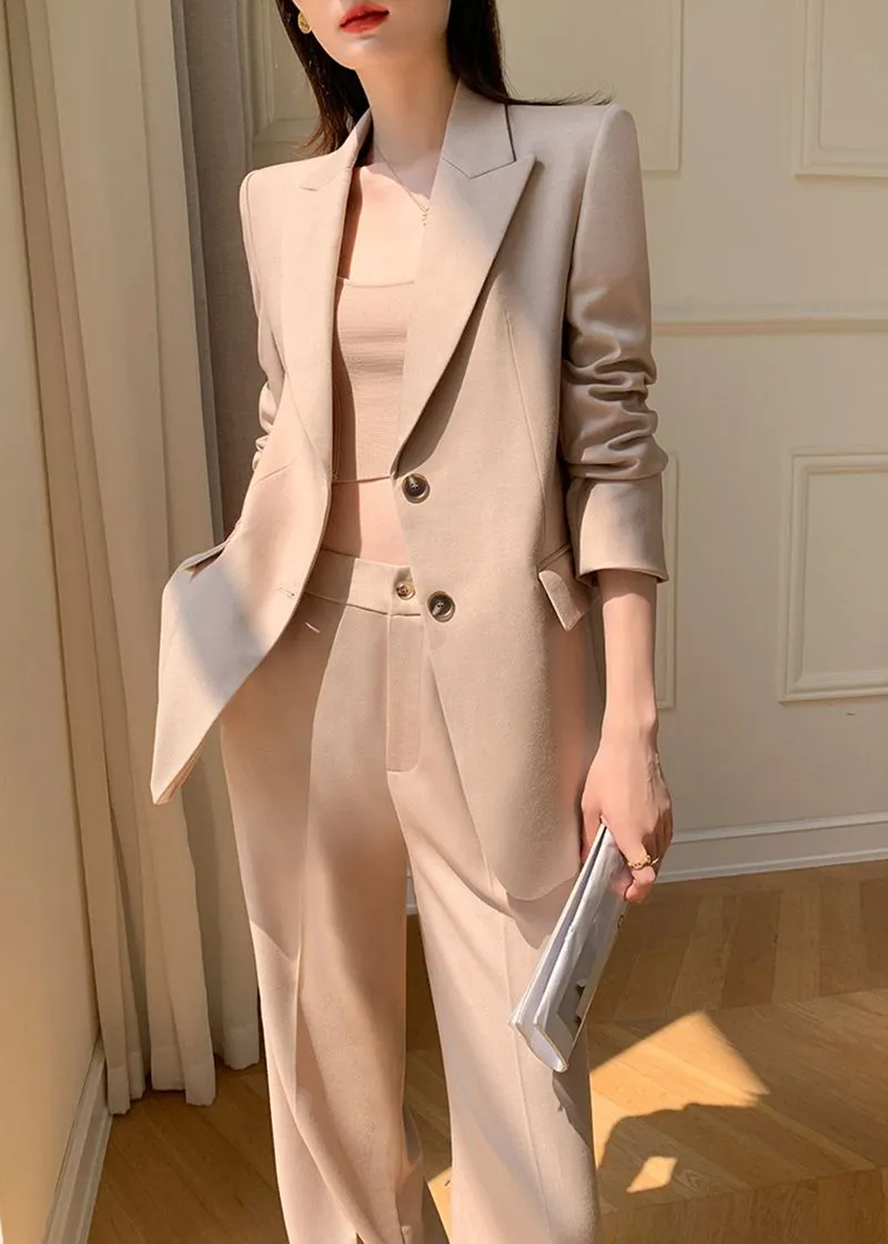 Single-breasted Blazer Wide Leg Pantsuit Set