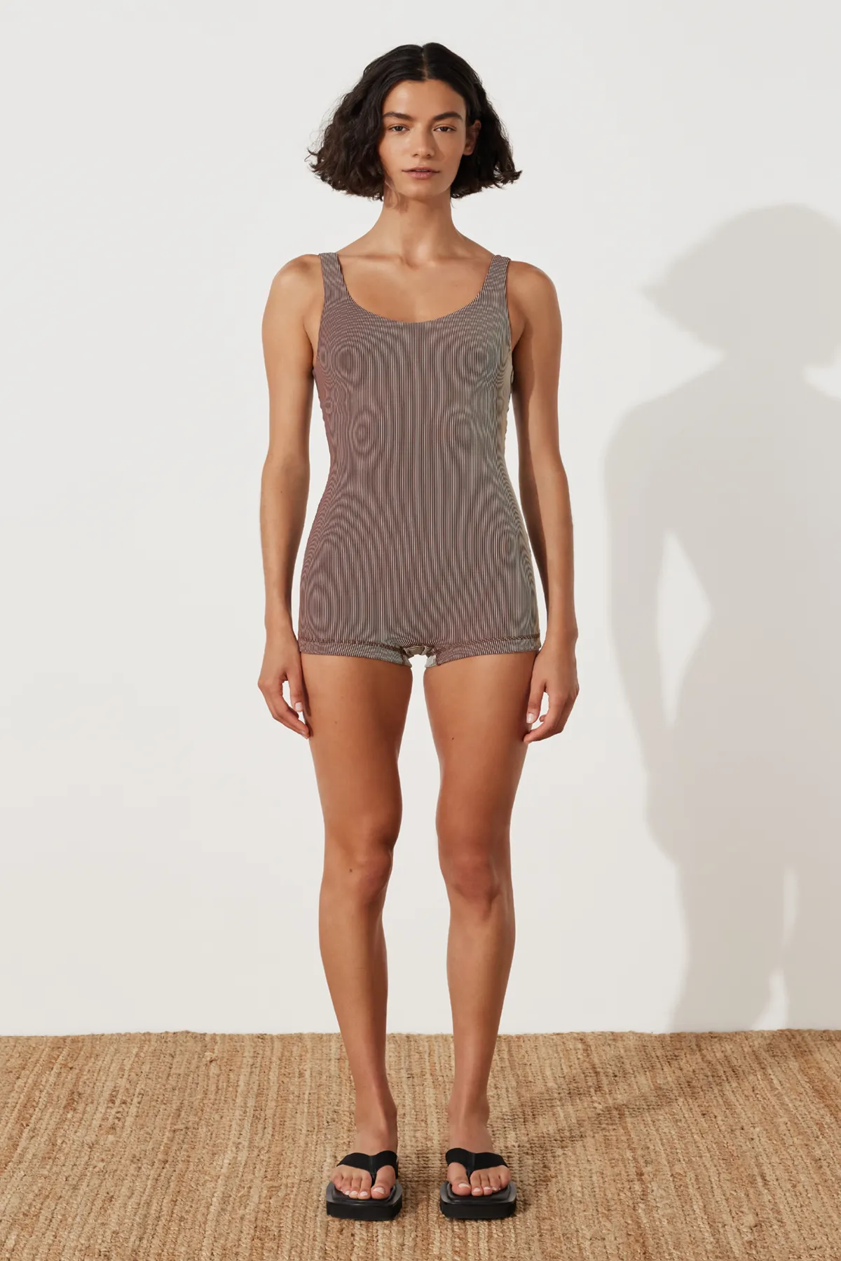 Stripe Rib Bodysuit - Chocolate