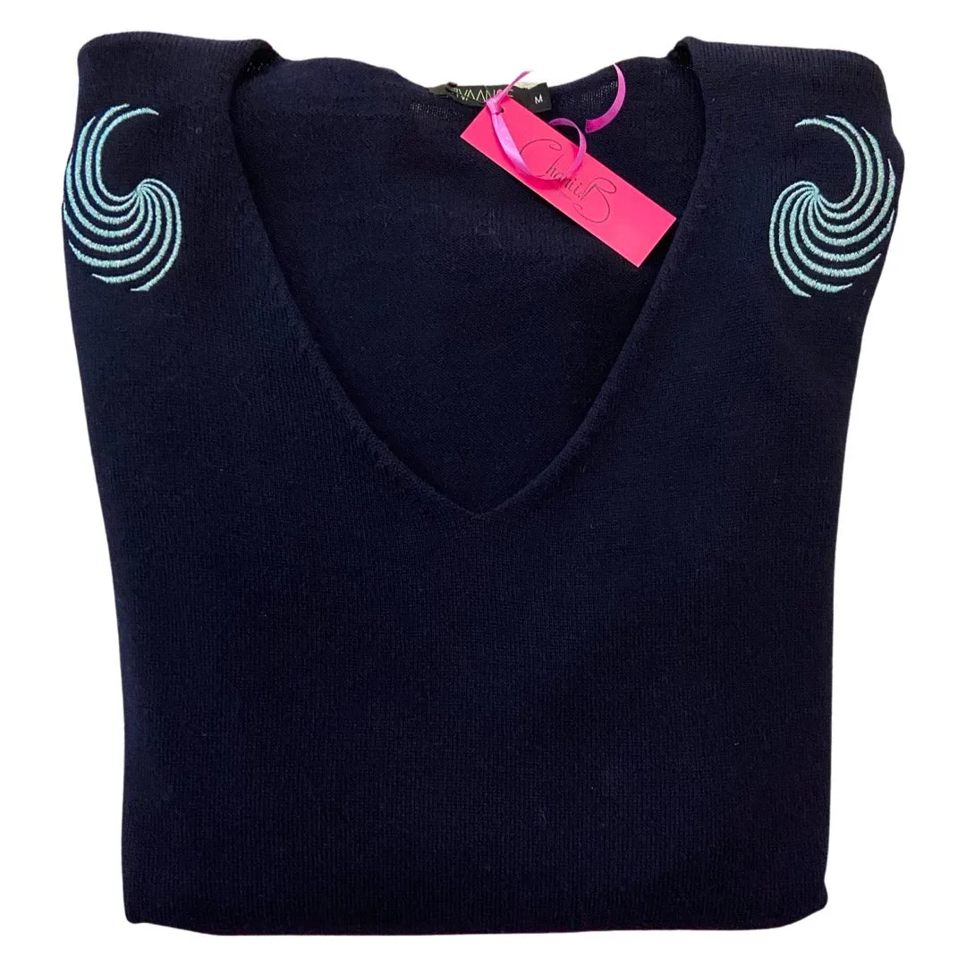 Sweater-Navy swirl Italian marino wool