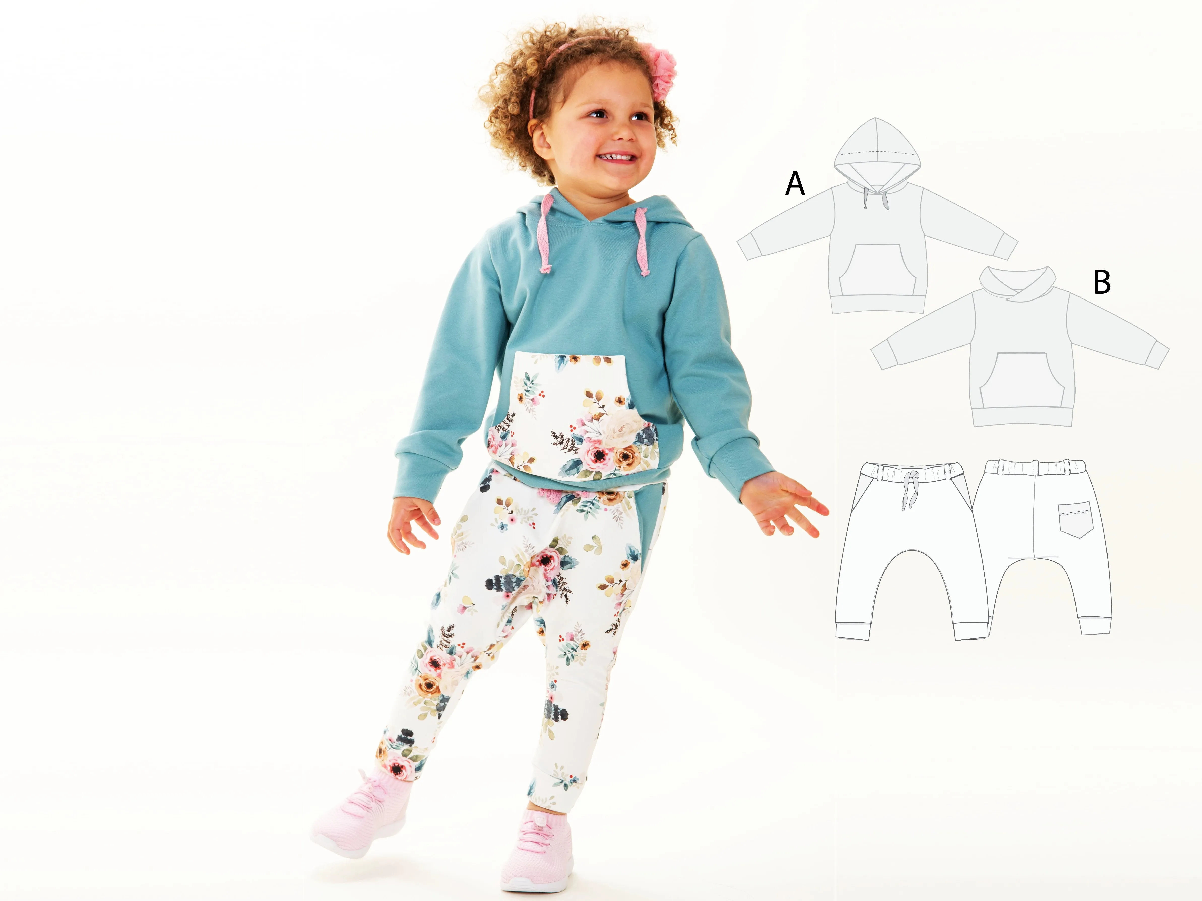 Sweatshirt hoodie and harem pants pattern, sweatpants DADO and FLY from Patternforkids