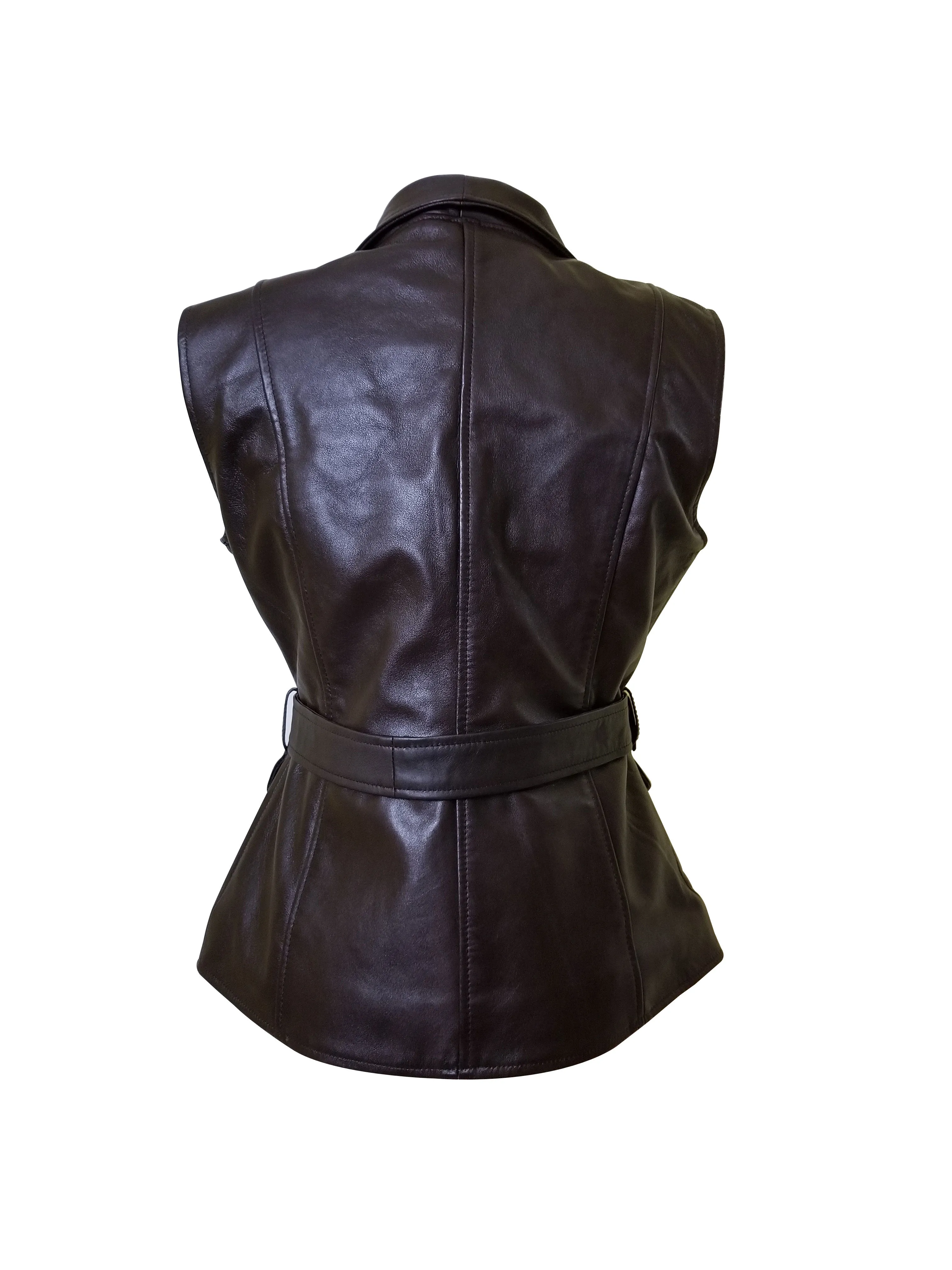 Teejays stylish leather vest with waist belt