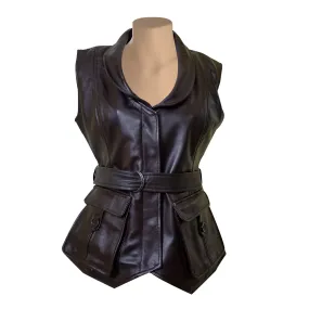 Teejays stylish leather vest with waist belt