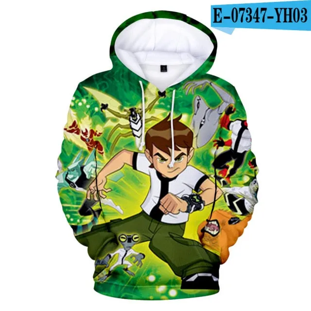 Teenage Girls Clothing Baby Sweater Polyester Ben10 3D Boys Clothes  Toddler Girl Winter Hooded Big Kids Hoodies Mens Sweater