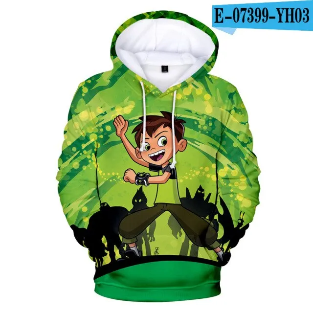 Teenage Girls Clothing Baby Sweater Polyester Ben10 3D Boys Clothes  Toddler Girl Winter Hooded Big Kids Hoodies Mens Sweater