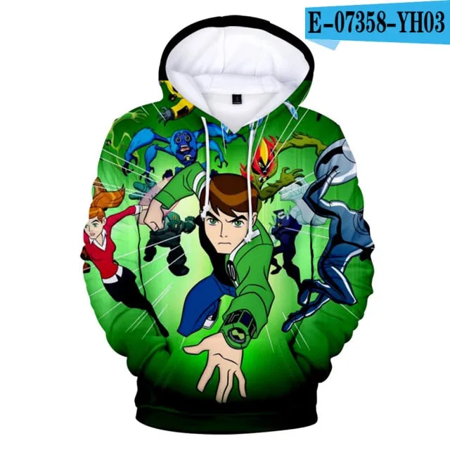 Teenage Girls Clothing Baby Sweater Polyester Ben10 3D Boys Clothes  Toddler Girl Winter Hooded Big Kids Hoodies Mens Sweater