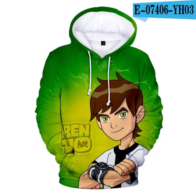 Teenage Girls Clothing Baby Sweater Polyester Ben10 3D Boys Clothes  Toddler Girl Winter Hooded Big Kids Hoodies Mens Sweater