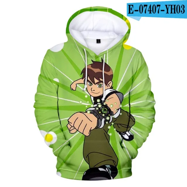 Teenage Girls Clothing Baby Sweater Polyester Ben10 3D Boys Clothes  Toddler Girl Winter Hooded Big Kids Hoodies Mens Sweater