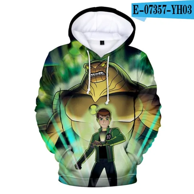 Teenage Girls Clothing Baby Sweater Polyester Ben10 3D Boys Clothes  Toddler Girl Winter Hooded Big Kids Hoodies Mens Sweater