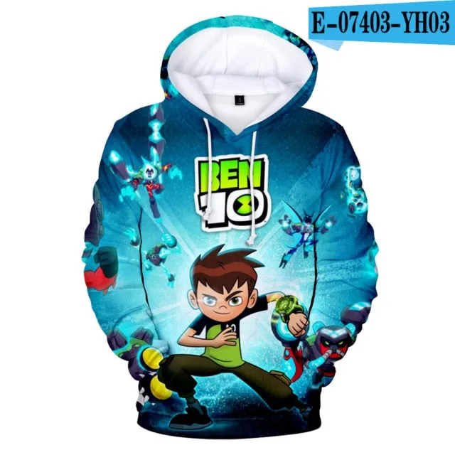 Teenage Girls Clothing Baby Sweater Polyester Ben10 3D Boys Clothes  Toddler Girl Winter Hooded Big Kids Hoodies Mens Sweater