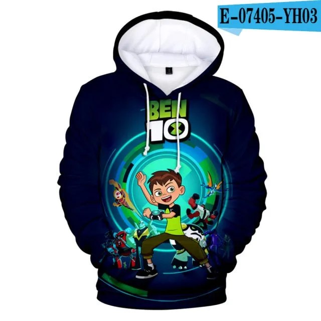 Teenage Girls Clothing Baby Sweater Polyester Ben10 3D Boys Clothes  Toddler Girl Winter Hooded Big Kids Hoodies Mens Sweater