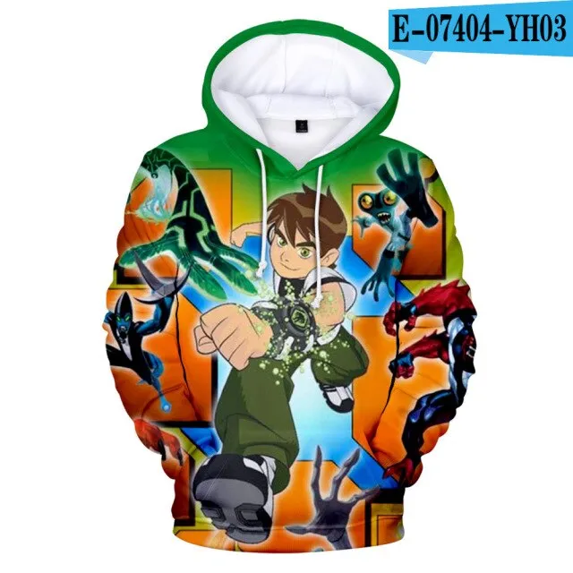 Teenage Girls Clothing Baby Sweater Polyester Ben10 3D Boys Clothes  Toddler Girl Winter Hooded Big Kids Hoodies Mens Sweater