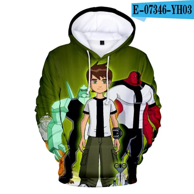 Teenage Girls Clothing Baby Sweater Polyester Ben10 3D Boys Clothes  Toddler Girl Winter Hooded Big Kids Hoodies Mens Sweater