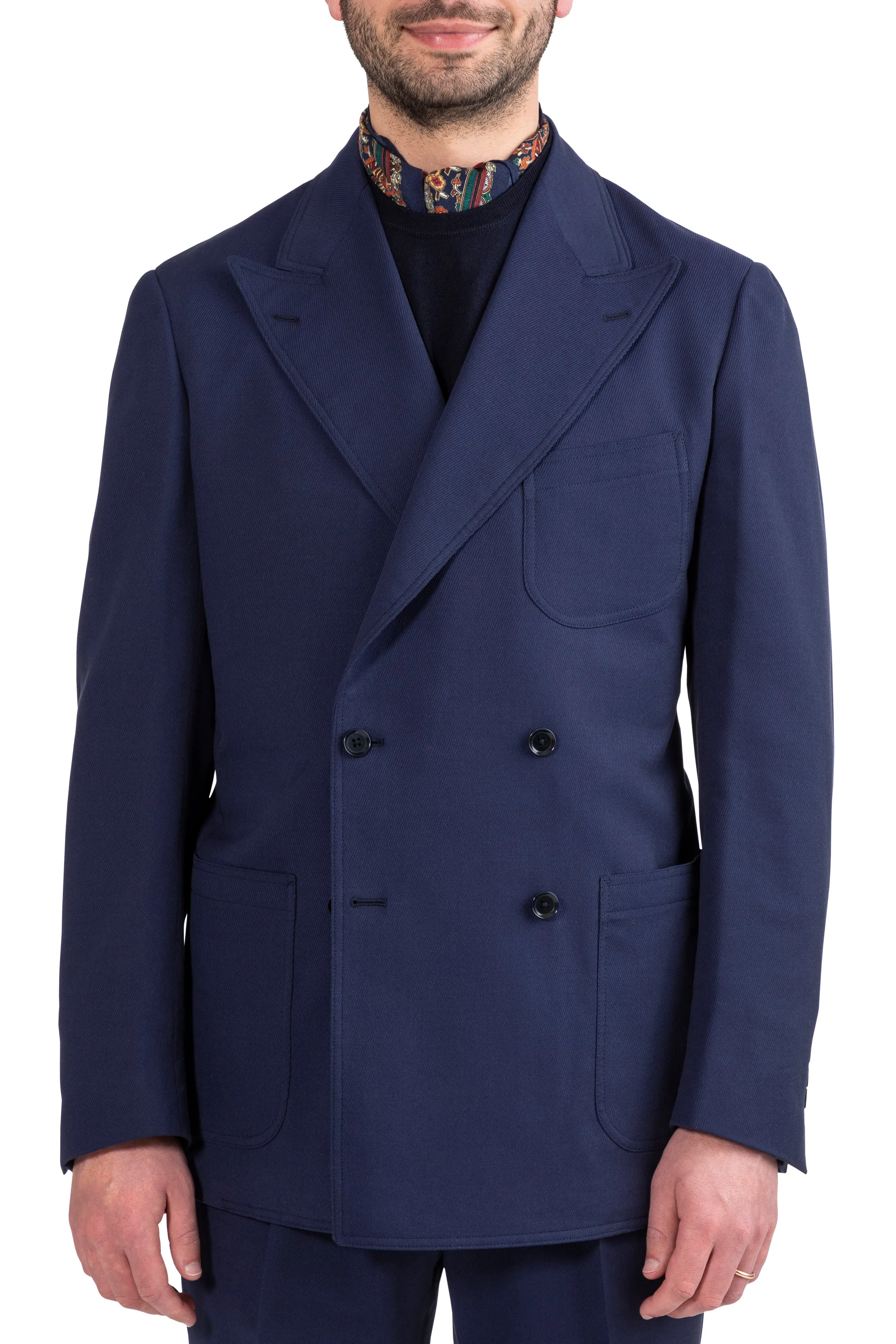 The Armoury Model 16B Navy Wool Cotton Twill DB Suit