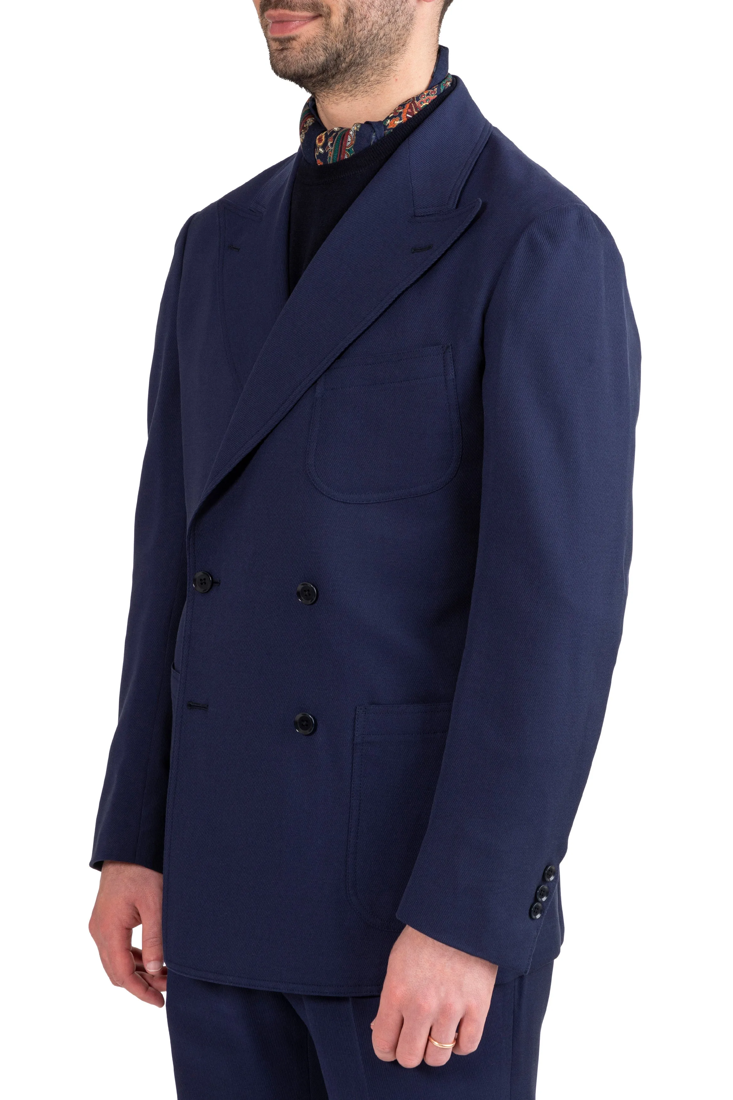 The Armoury Model 16B Navy Wool Cotton Twill DB Suit