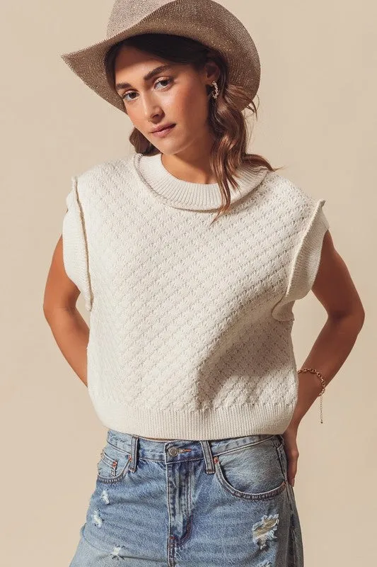 The Daphne Cable Knit Crop Sweater Top