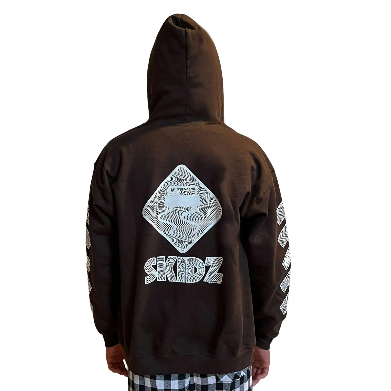 Trippy Check Zip Hoodie - Dark Chocolate Brown