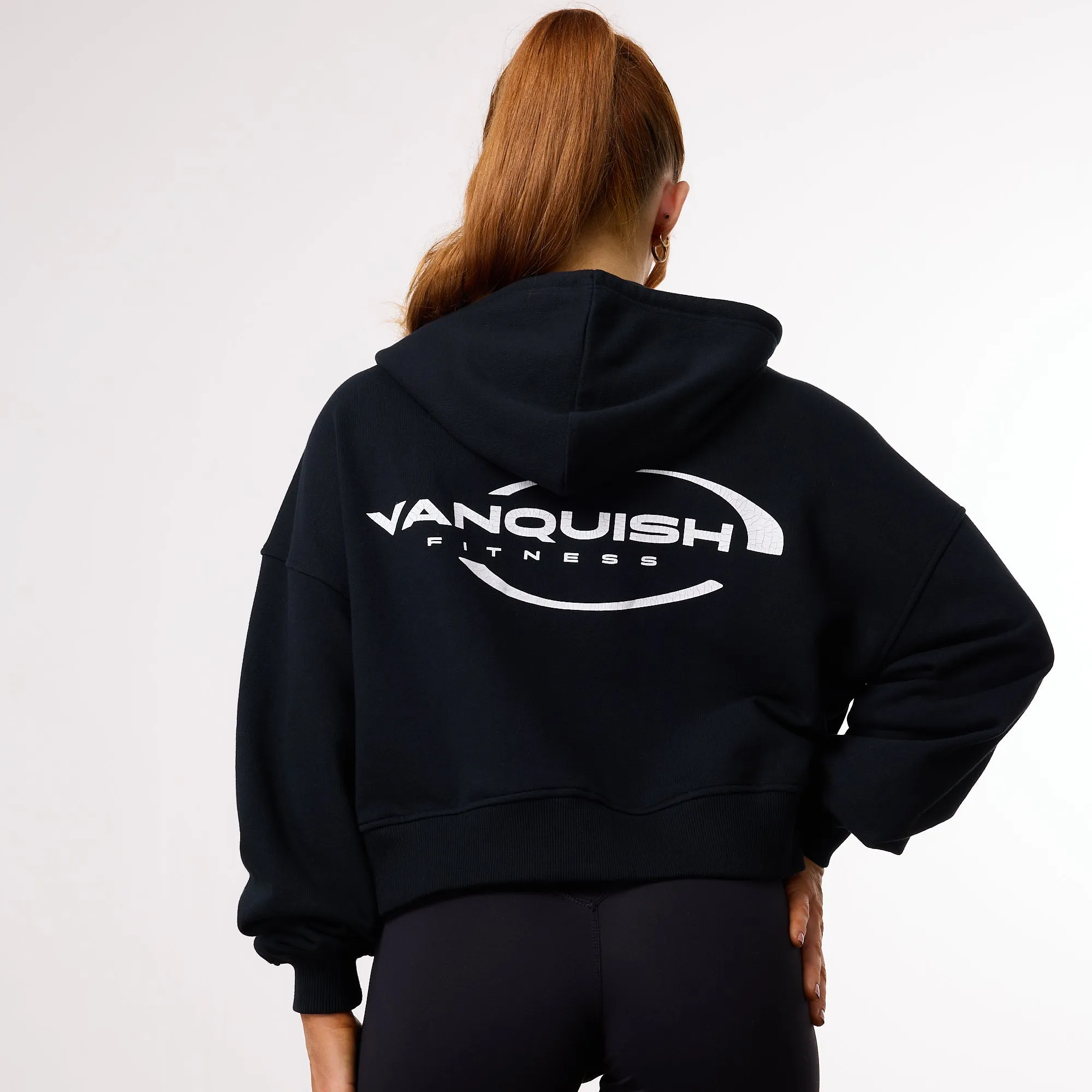 Vanquish Enhance Black Cropped Zip Through Hoodie