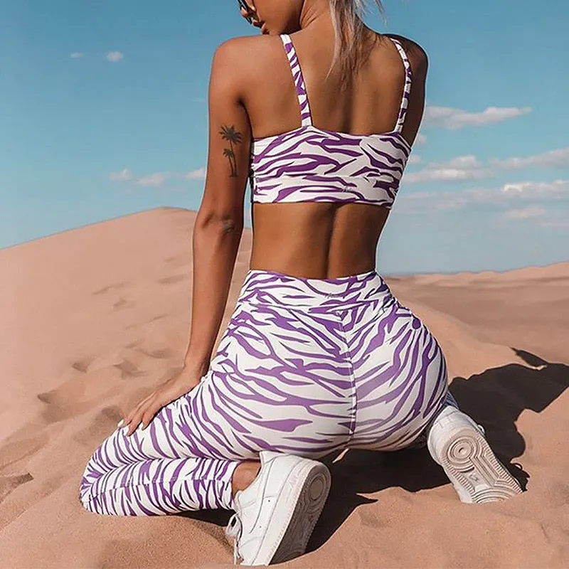 Vidiot Striped Print Athleisure 2Pc Matching Set