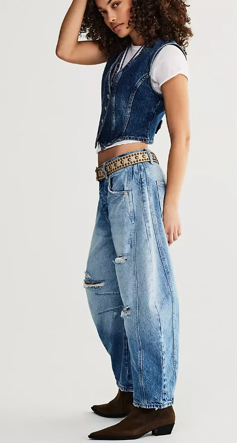 We The Free Good Luck Mid Rise Barrel Jean