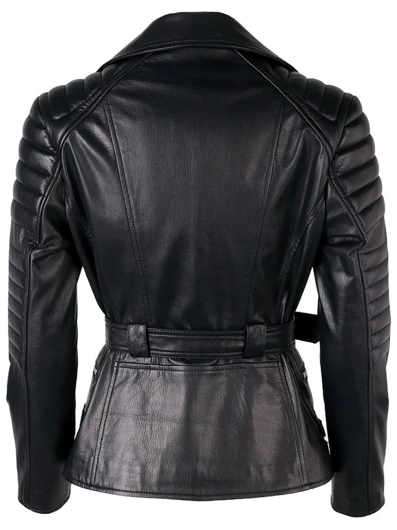 Women’s Buckled Leather Biker Jacket