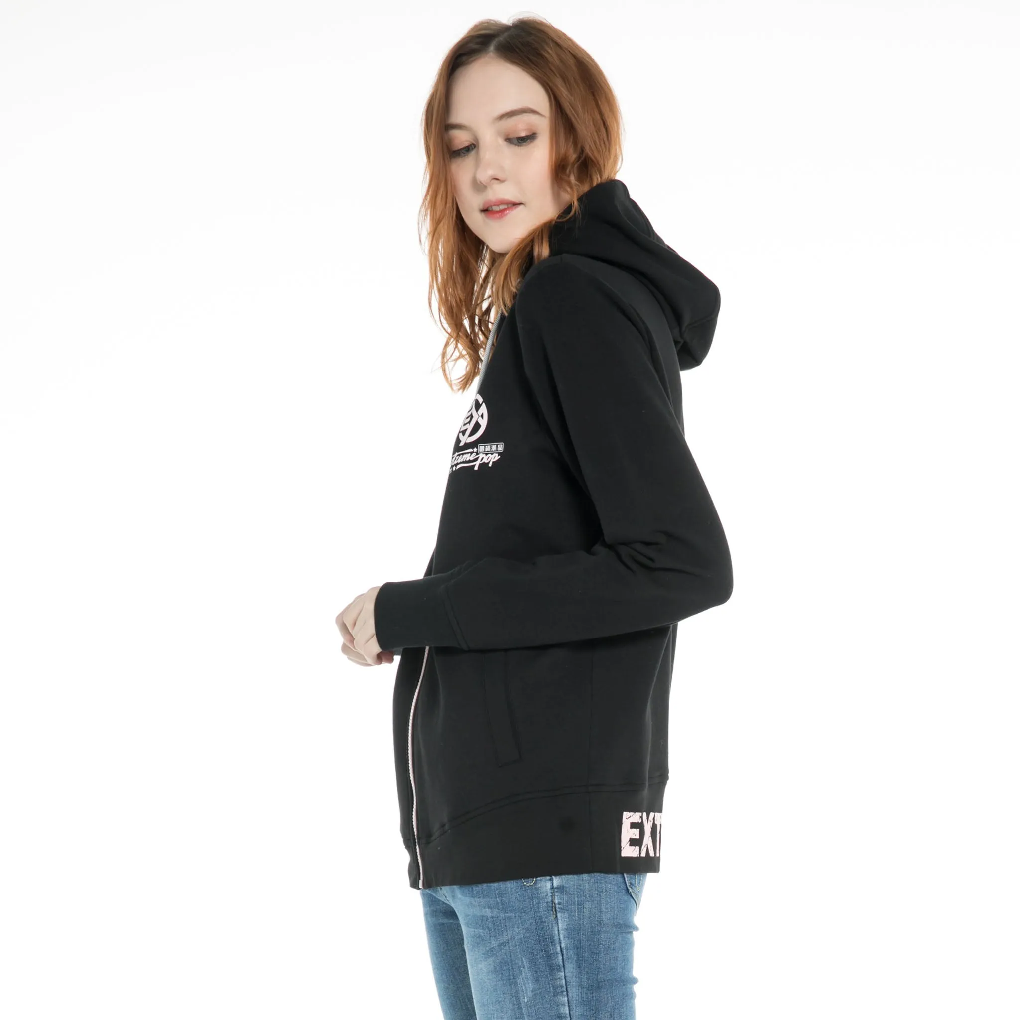 Women's  Distress Print Hoodie Sweatshirt